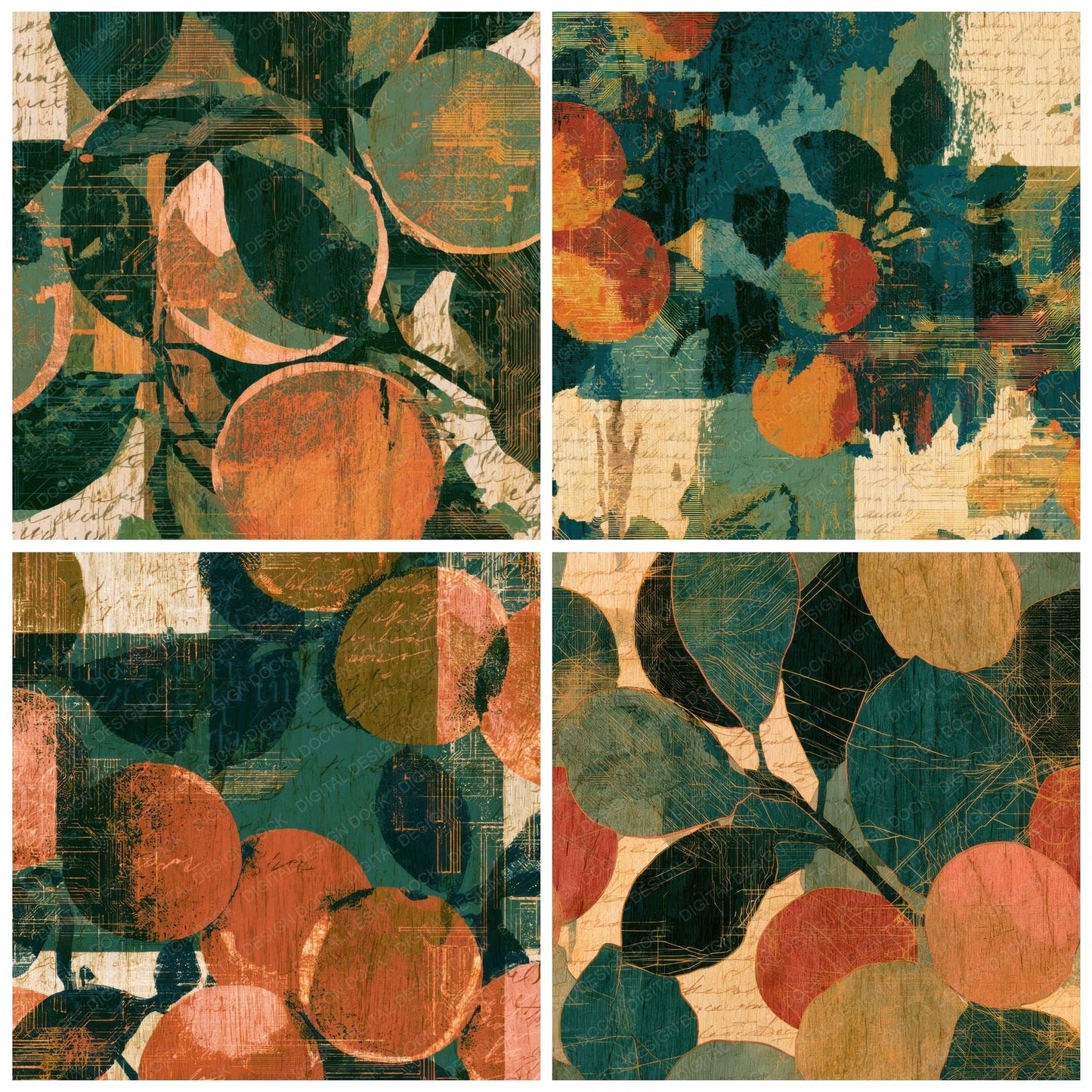 Pyrography Cyber Kumquat Sage Primrose Digital Paper Pack (DDD013037)