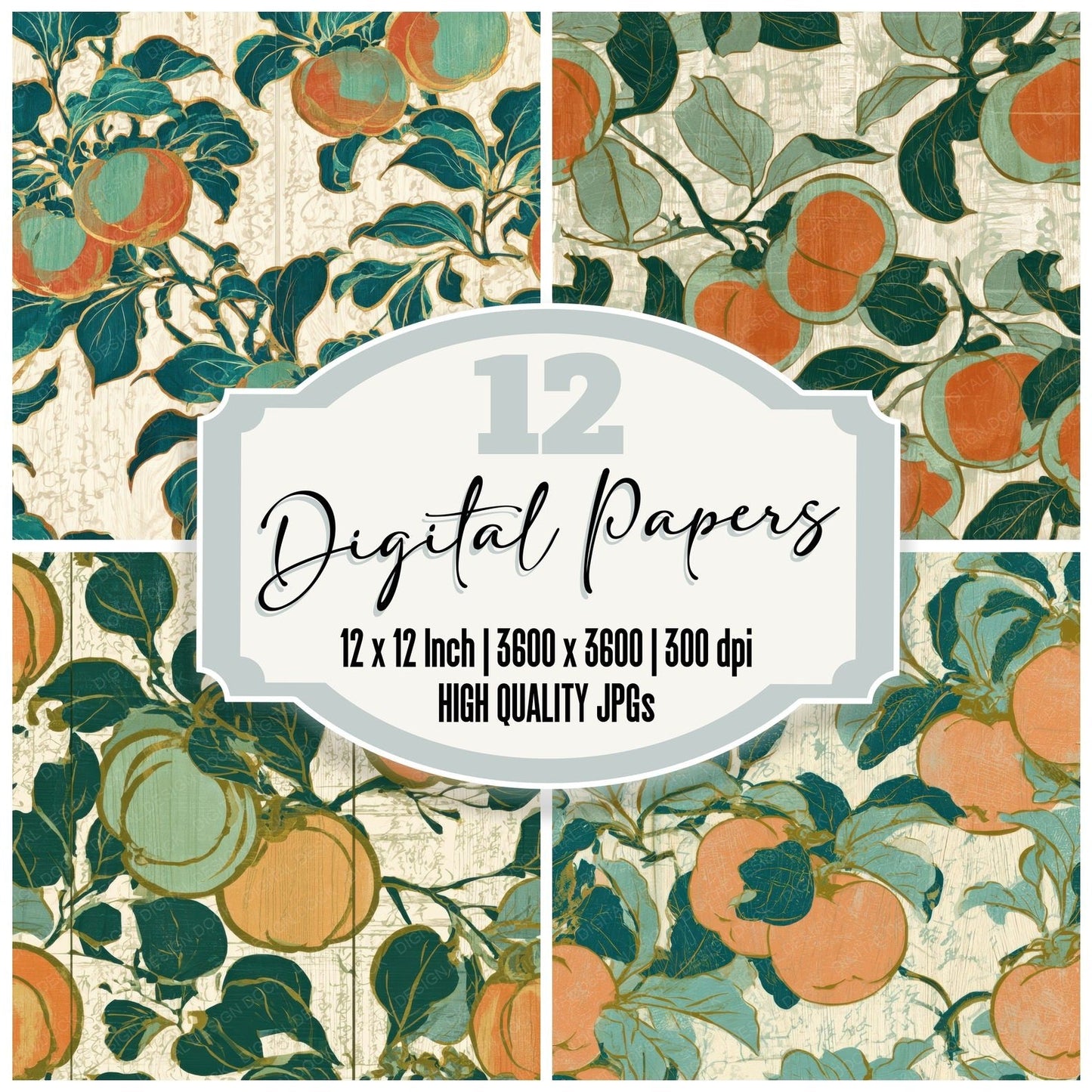 Ukiyo-e Quince Papaya Jade Digital Paper Pack (DDD013042)