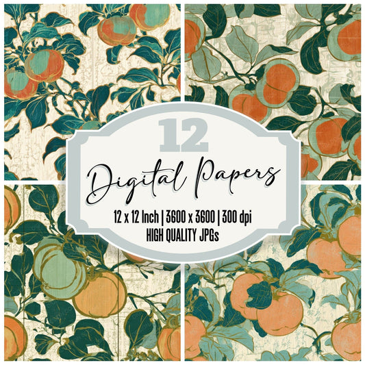 Ukiyo-e Quince Papaya Jade Digital Paper Pack (DDD013042)