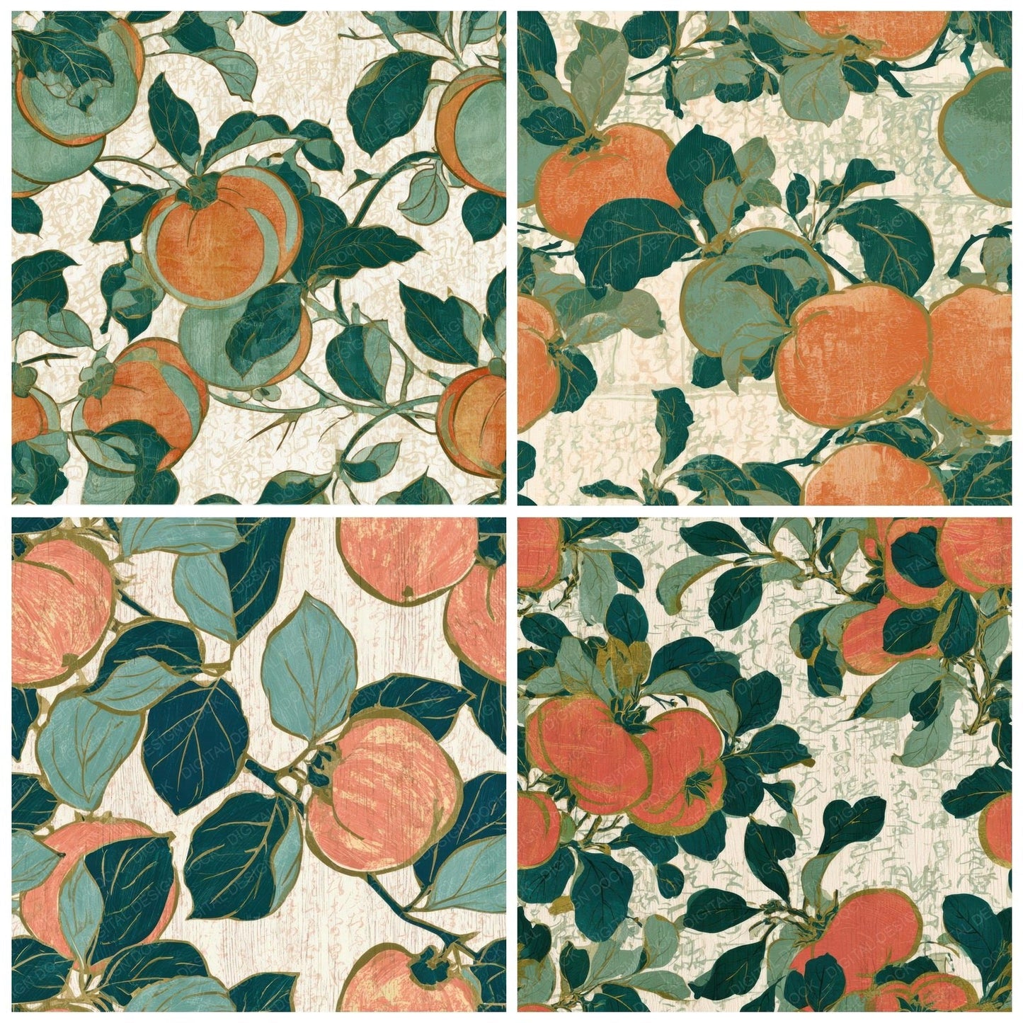Ukiyo-e Quince Papaya Jade Digital Paper Pack (DDD013042)