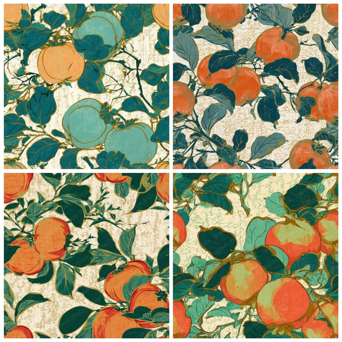 Ukiyo-e Quince Papaya Jade Digital Paper Pack (DDD013042)
