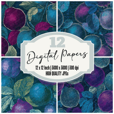 Victorian Quince Teal Magenta Digital Paper Pack (DDD013043)