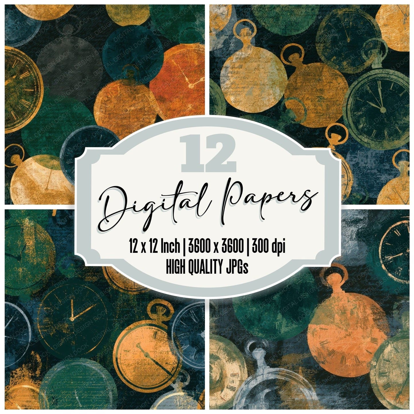 X-ray Pocket Watches Forest Bronze Digital Paper Pack (DDD013044)