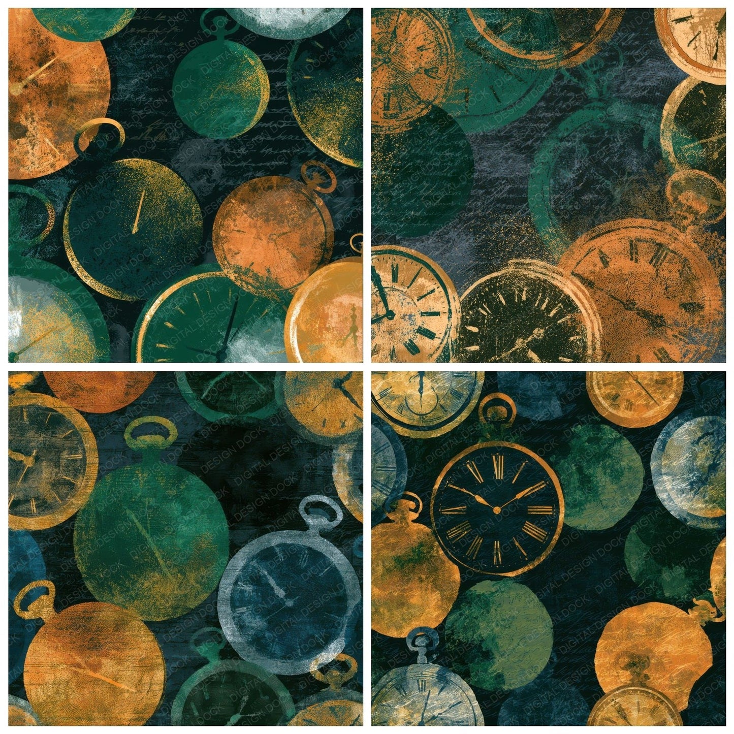 X-ray Pocket Watches Forest Bronze Digital Paper Pack (DDD013044)