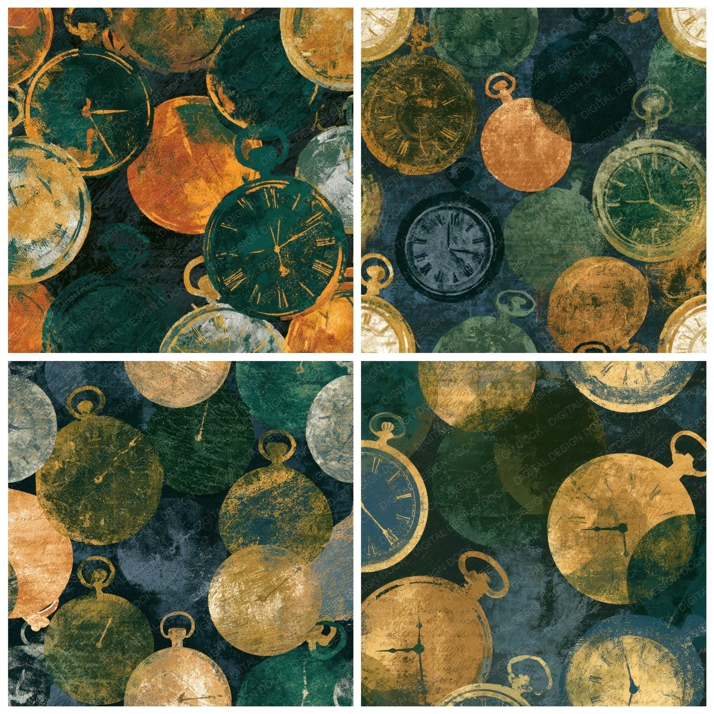 X-ray Pocket Watches Forest Bronze Digital Paper Pack (DDD013044)
