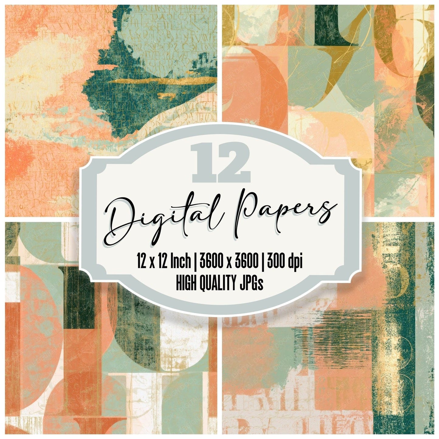 ASCII Peach Mint Butter Tonal Digital Paper Pack (DDD013045)