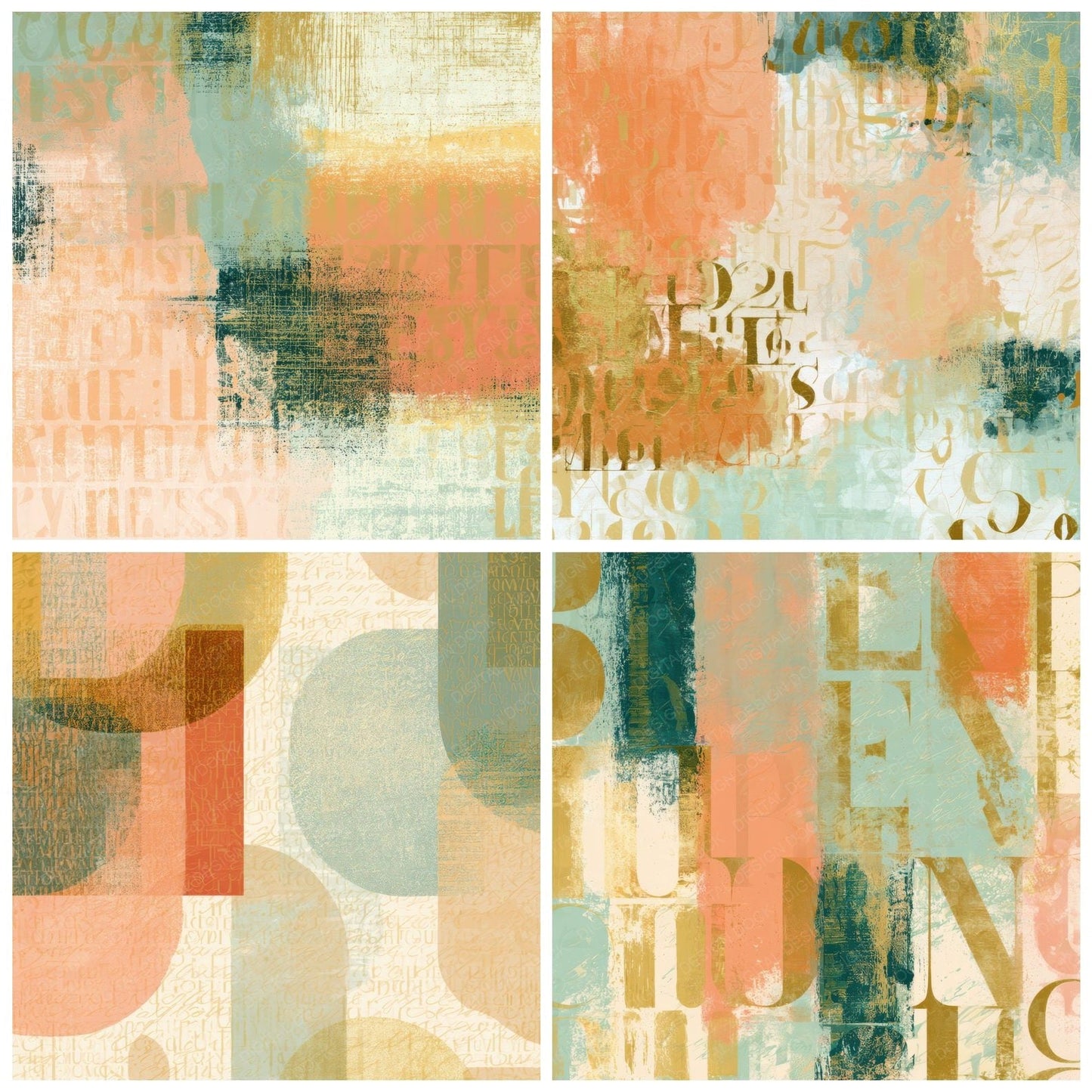 ASCII Peach Mint Butter Tonal Digital Paper Pack (DDD013045)