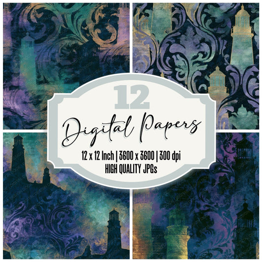 Baroque Lighthouse Aurora Lilac Digital Paper Pack (DDD013046)