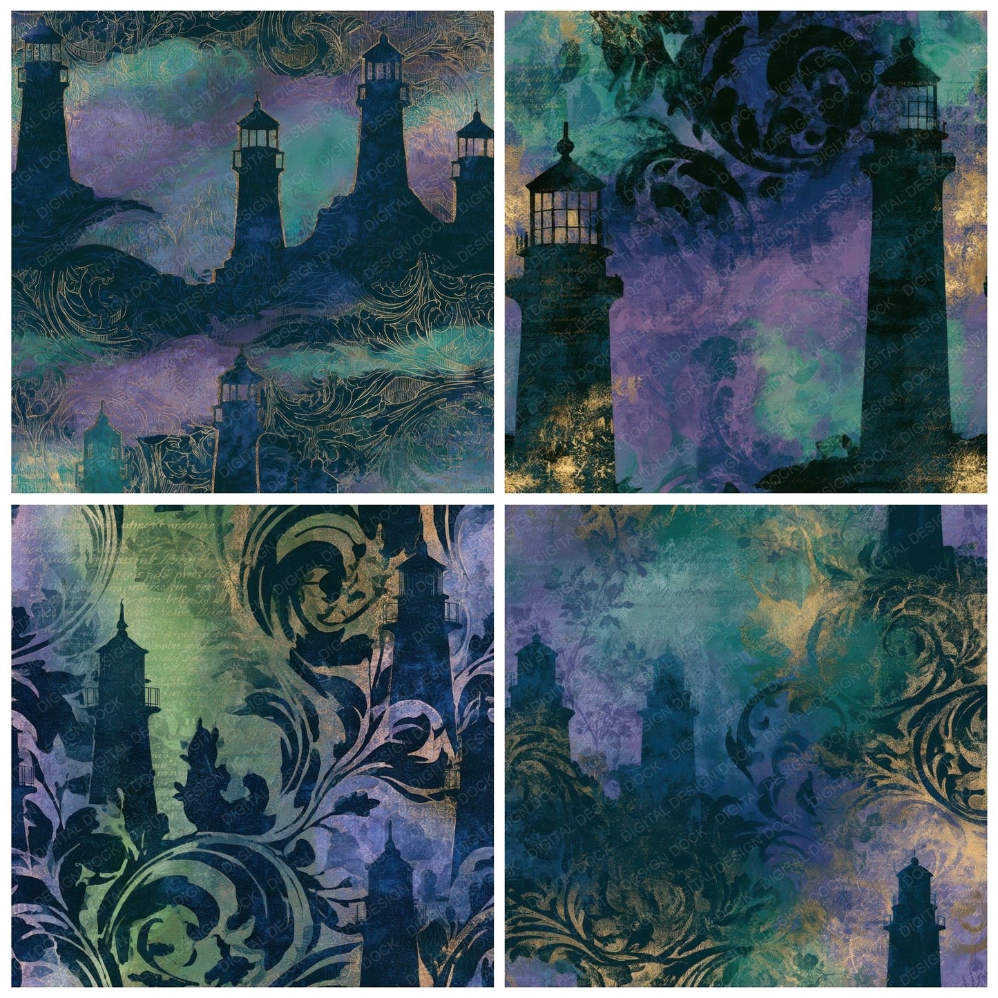 Baroque Lighthouse Aurora Lilac Digital Paper Pack (DDD013046)