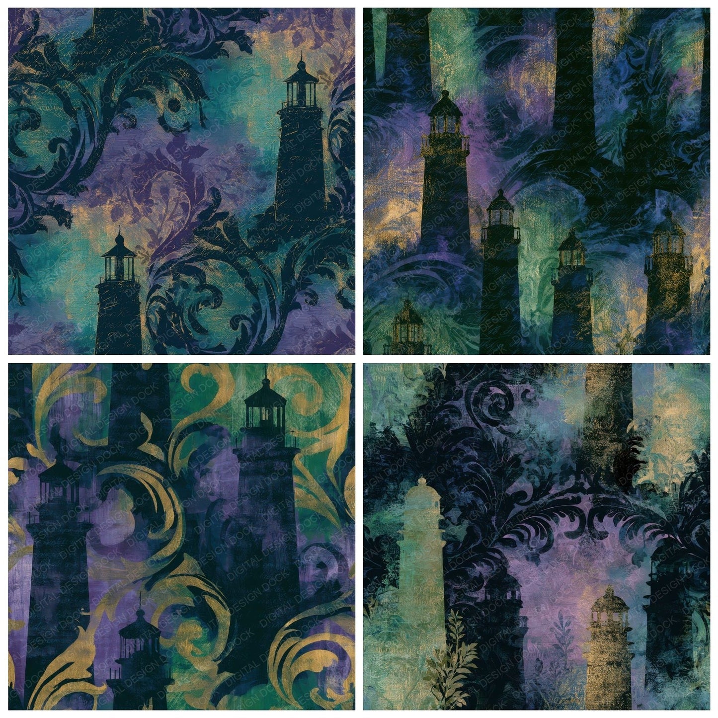 Baroque Lighthouse Aurora Lilac Digital Paper Pack (DDD013046)