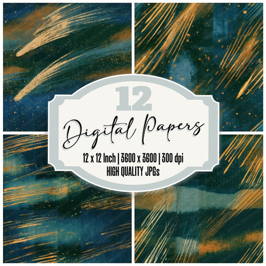 Cyanotype Comet Trails Amber Forest Seamless Digital Paper Pack (DDD013047)