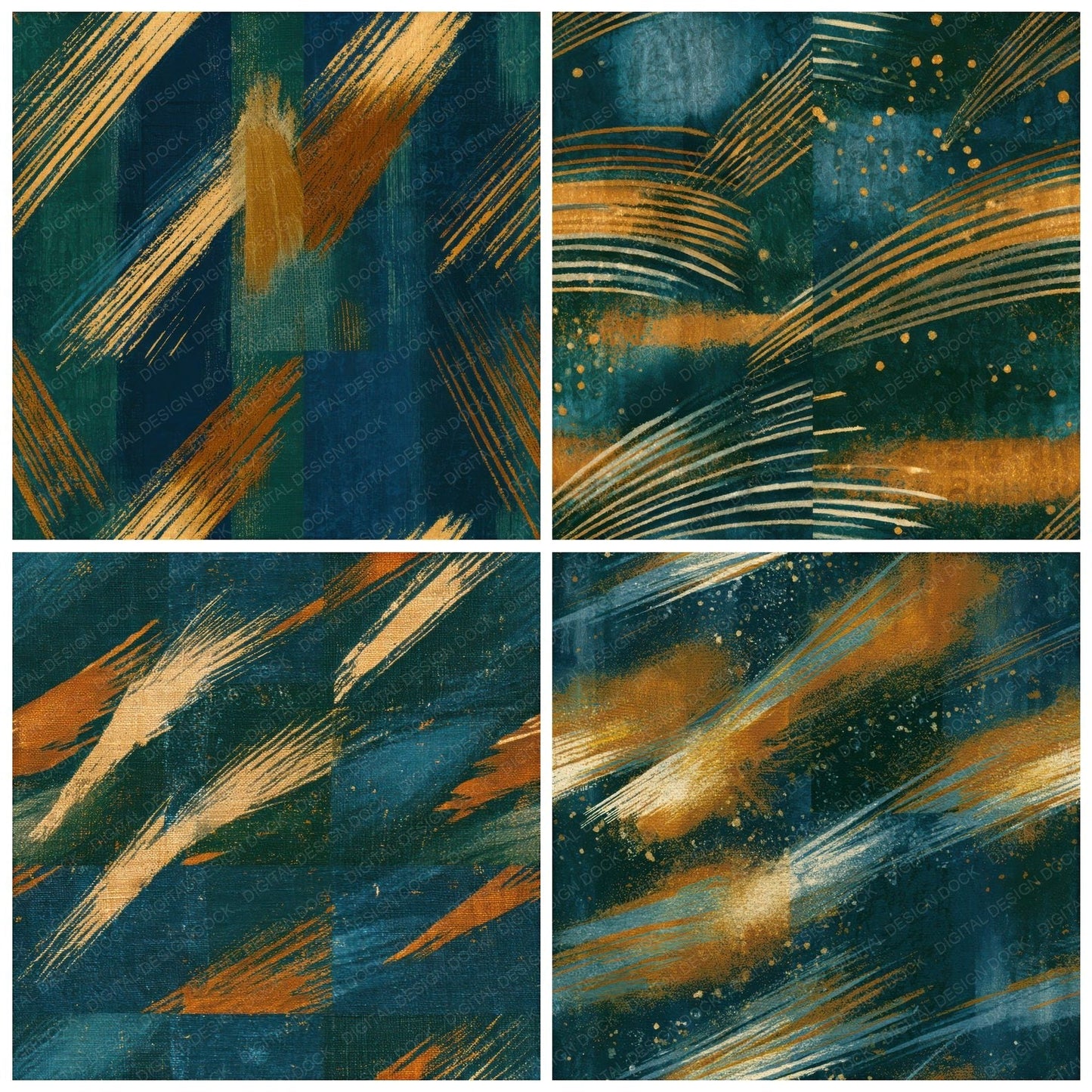Cyanotype Comet Trails Amber Forest Seamless Digital Paper Pack (DDD013047)
