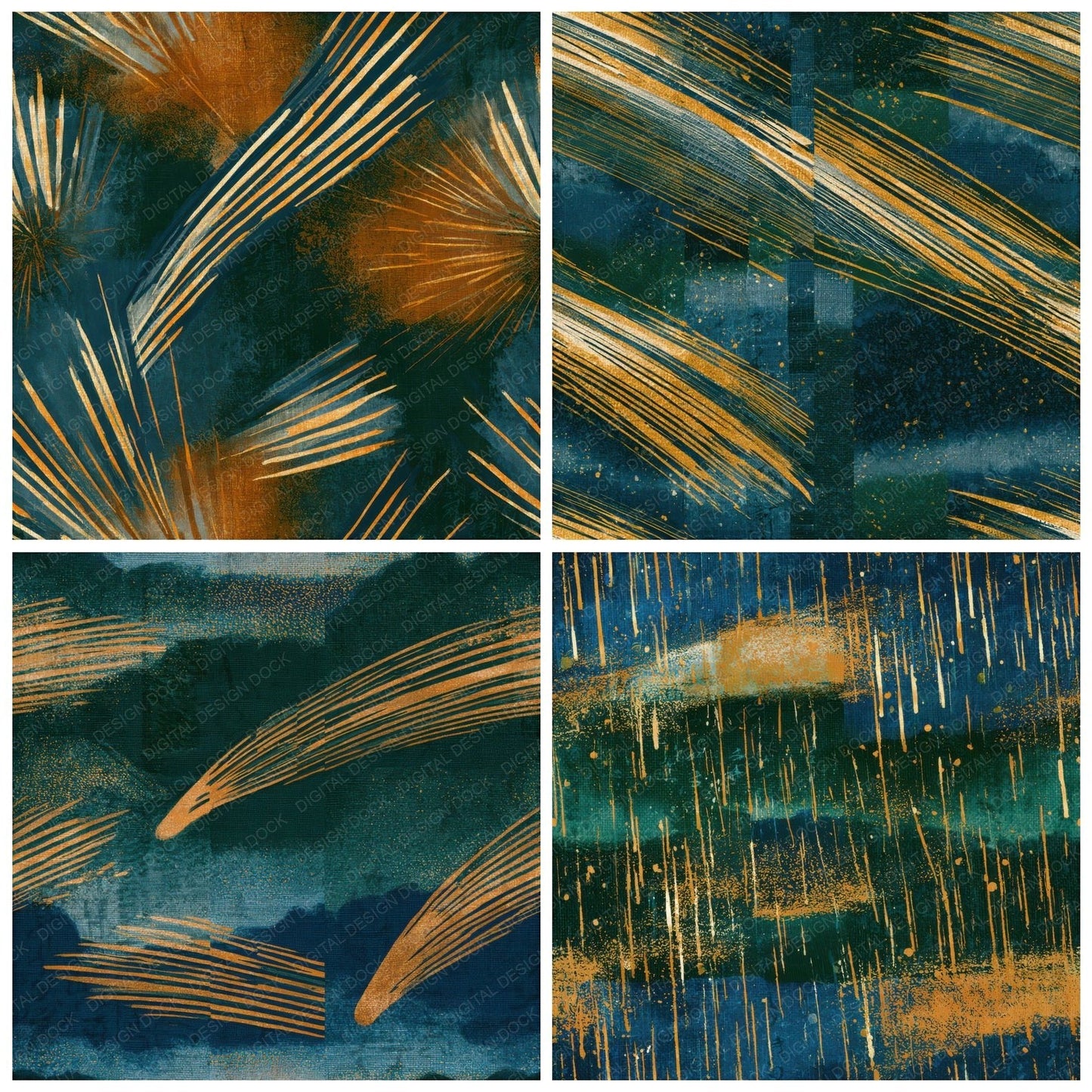 Cyanotype Comet Trails Amber Forest Seamless Digital Paper Pack (DDD013047)