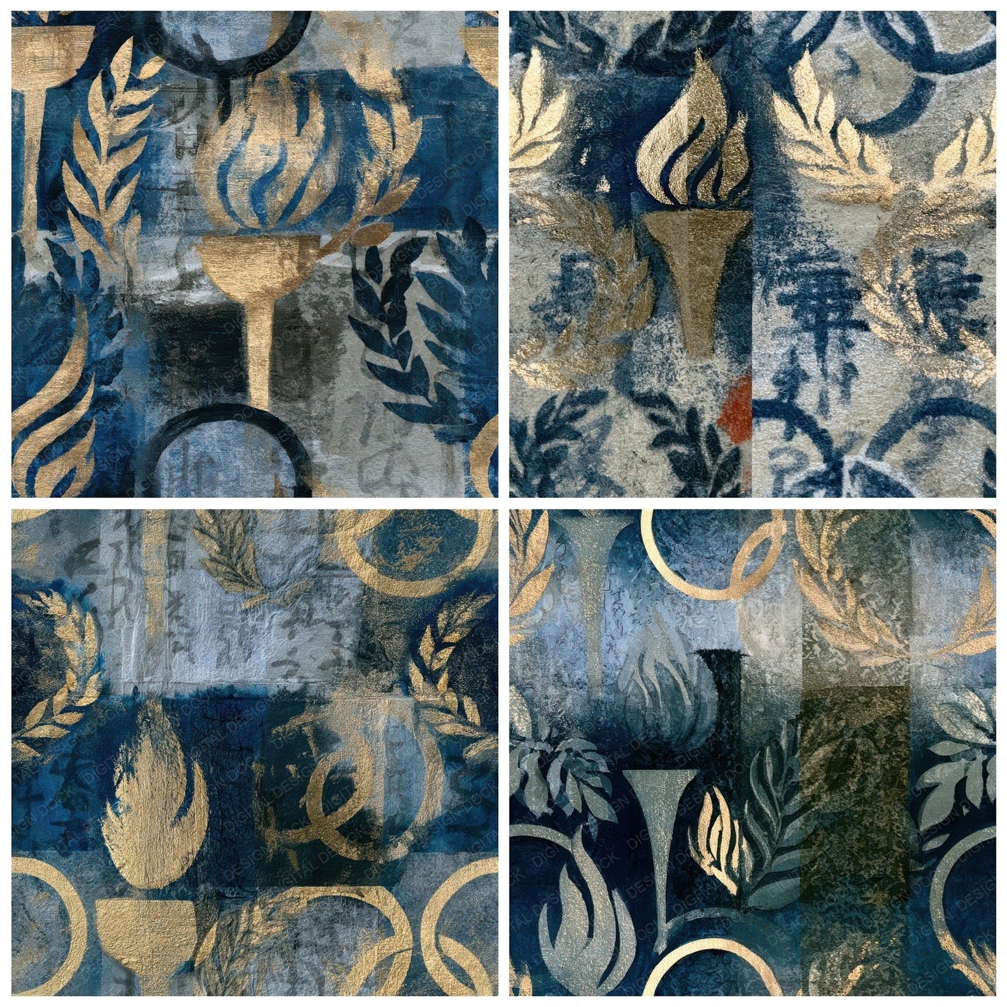 Cyanotype Olympic Motifs Storm Silver Seamless Digital Paper Pack (DDD013048)