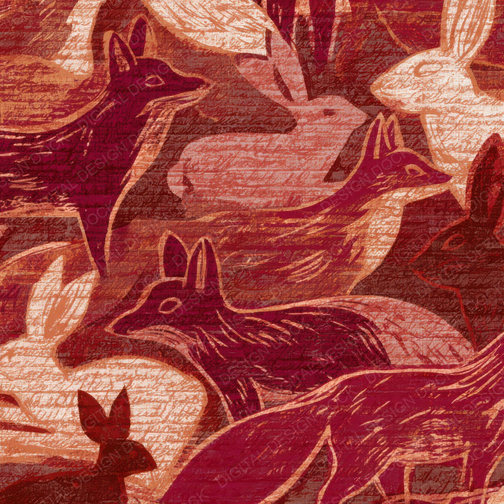 Folk Art Foxes Rabbits Pumpkin Wine Digital Paper Pack (DDD013051)