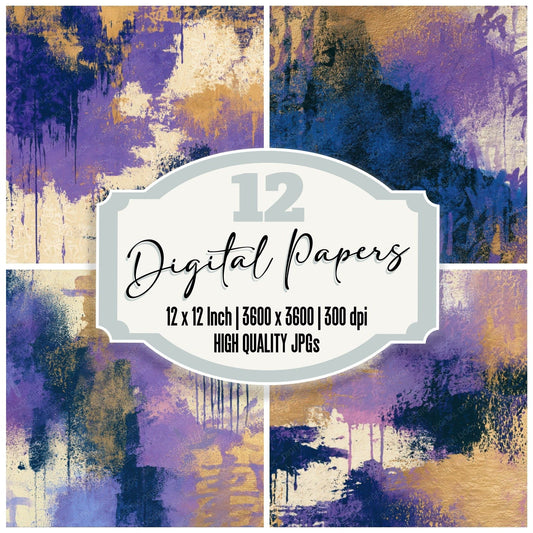 Graffiti Lavender Purple Cream Abstract Digital Paper Pack (DDD013052)