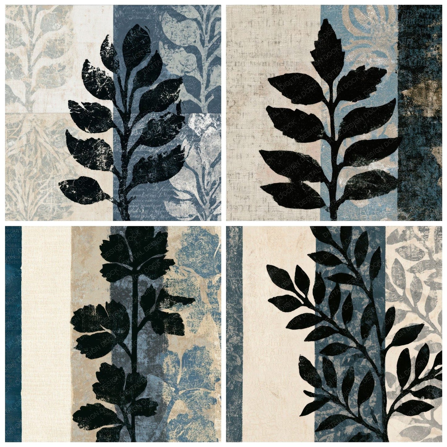 Indian Block Print Linen Slate Tonal Digital Paper Pack (DDD013053)