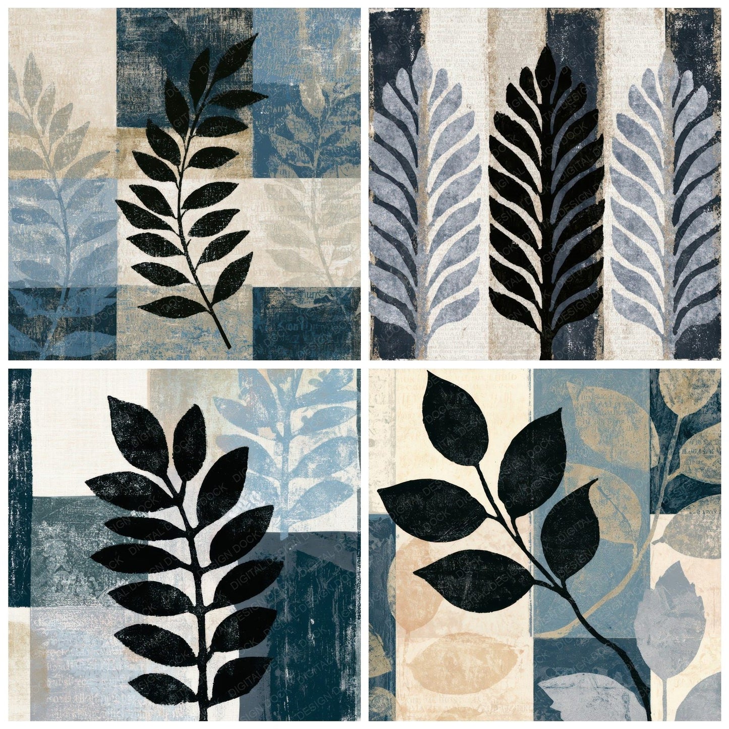 Indian Block Print Linen Slate Tonal Digital Paper Pack (DDD013053)