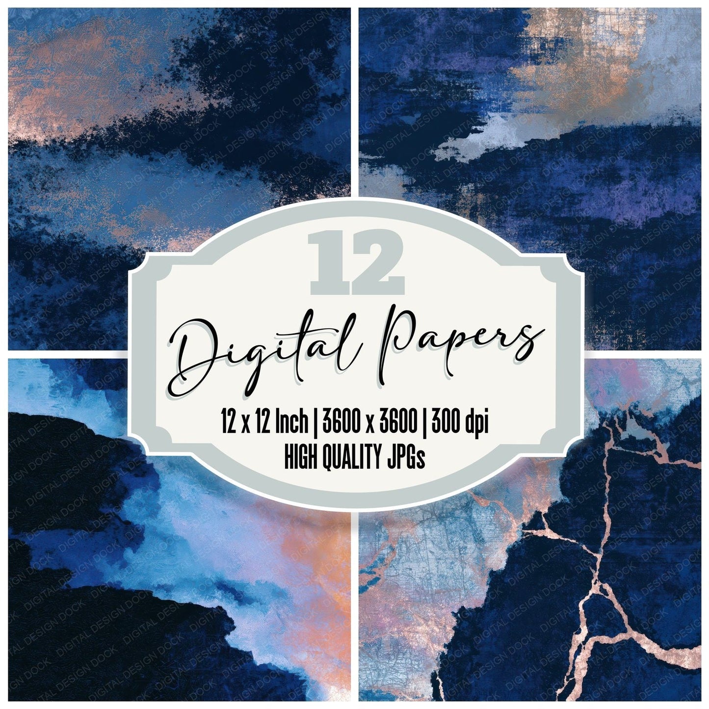 Infrared Midnight Silver Navy Tonal Digital Paper Pack (DDD013054)