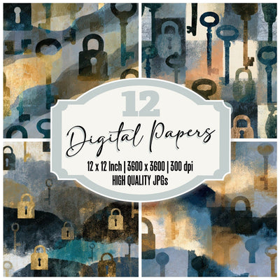 Ink Wash Keys Locks Bone Digital Paper Pack (DDD013055)