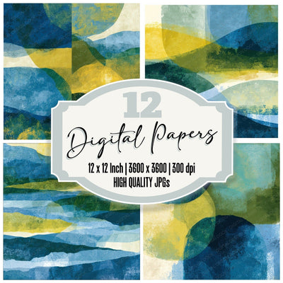 Layered Azure Cypress Abstract Digital Paper Pack (DDD013056)