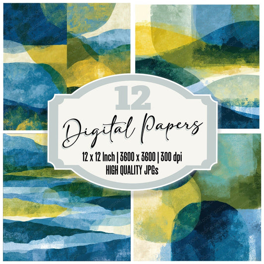 Layered Azure Cypress Abstract Digital Paper Pack (DDD013056)
