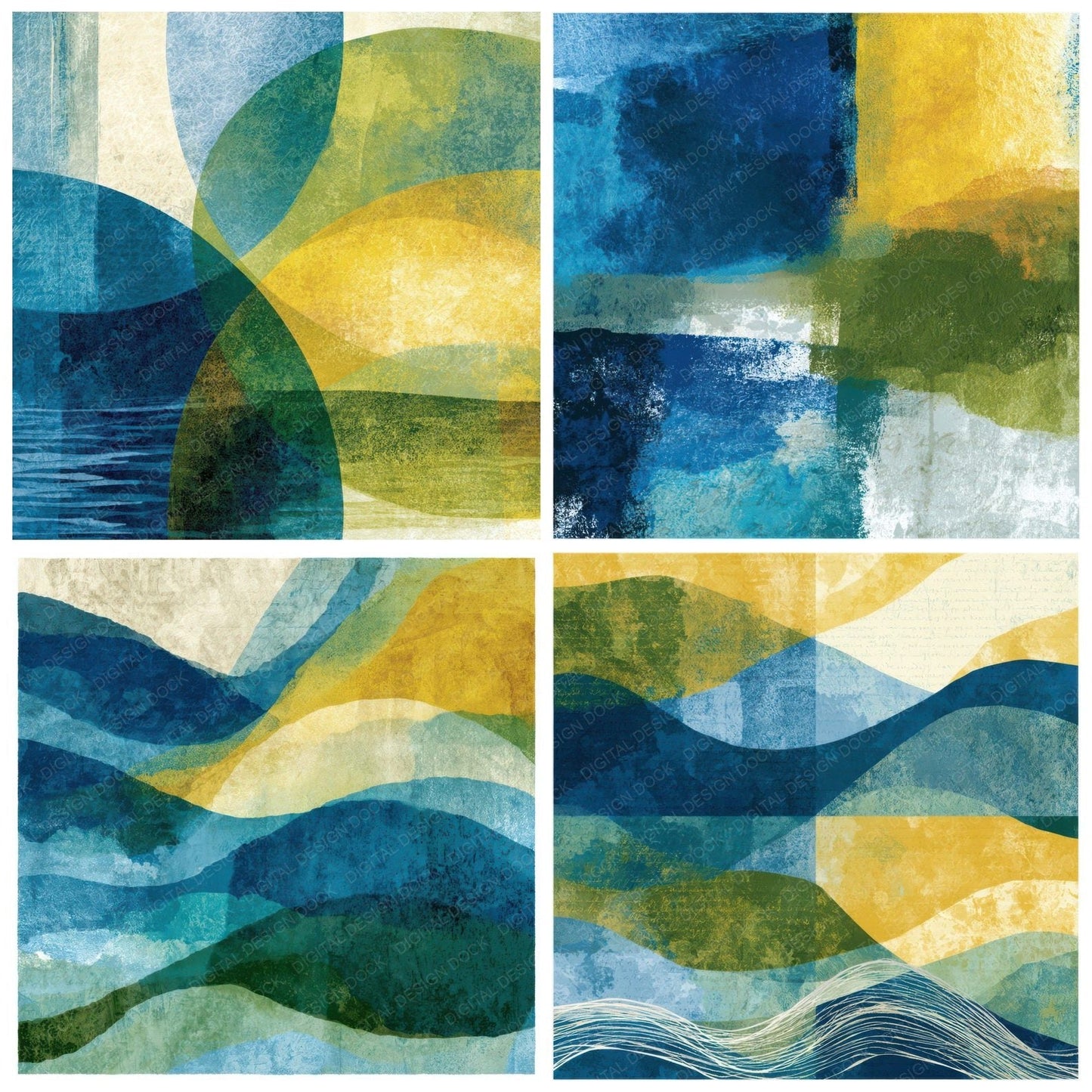 Layered Azure Cypress Abstract Digital Paper Pack (DDD013056)