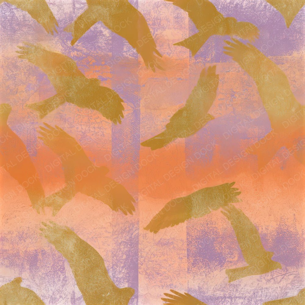 Photogram Falcons Tangerine Lavender Seamless Digital Paper Pack (DDD013059)