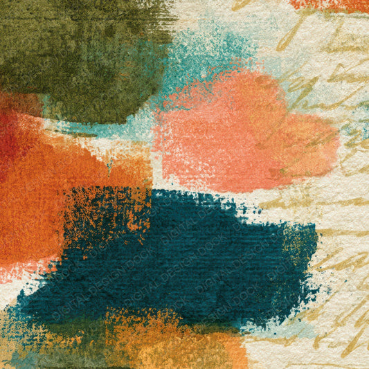 Sparse Modern Olive Peach Turquoise Abstract Digital Paper Pack (DDD013062)