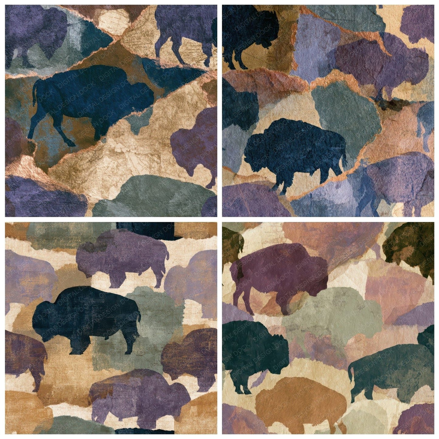 Torn Paper Buffalo Lilac Sage Digital Paper Pack (DDD013063)