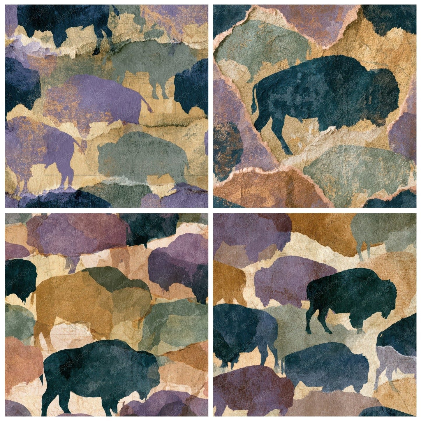 Torn Paper Buffalo Lilac Sage Digital Paper Pack (DDD013063)