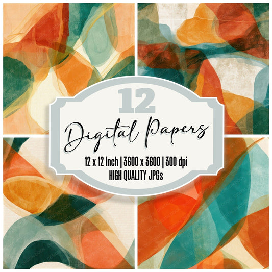 Xray Papaya Jade Abstract Seamless Digital Paper Pack (DDD013064)
