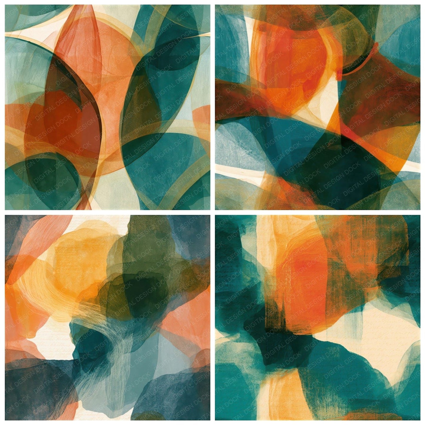 Xray Papaya Jade Abstract Seamless Digital Paper Pack (DDD013064)