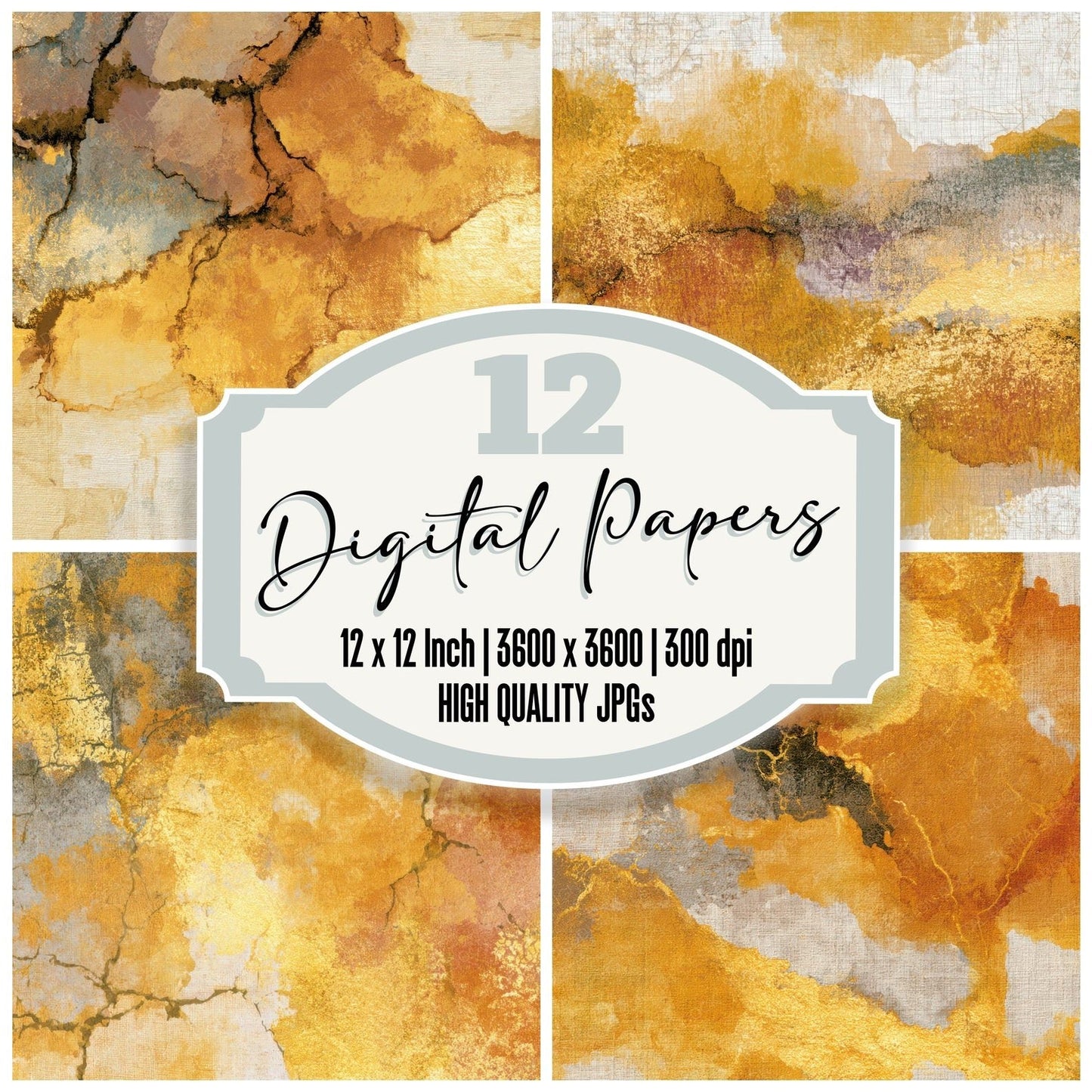 Batik Wheat Ochre Gold Tonal Digital Paper Pack (DDD013066)