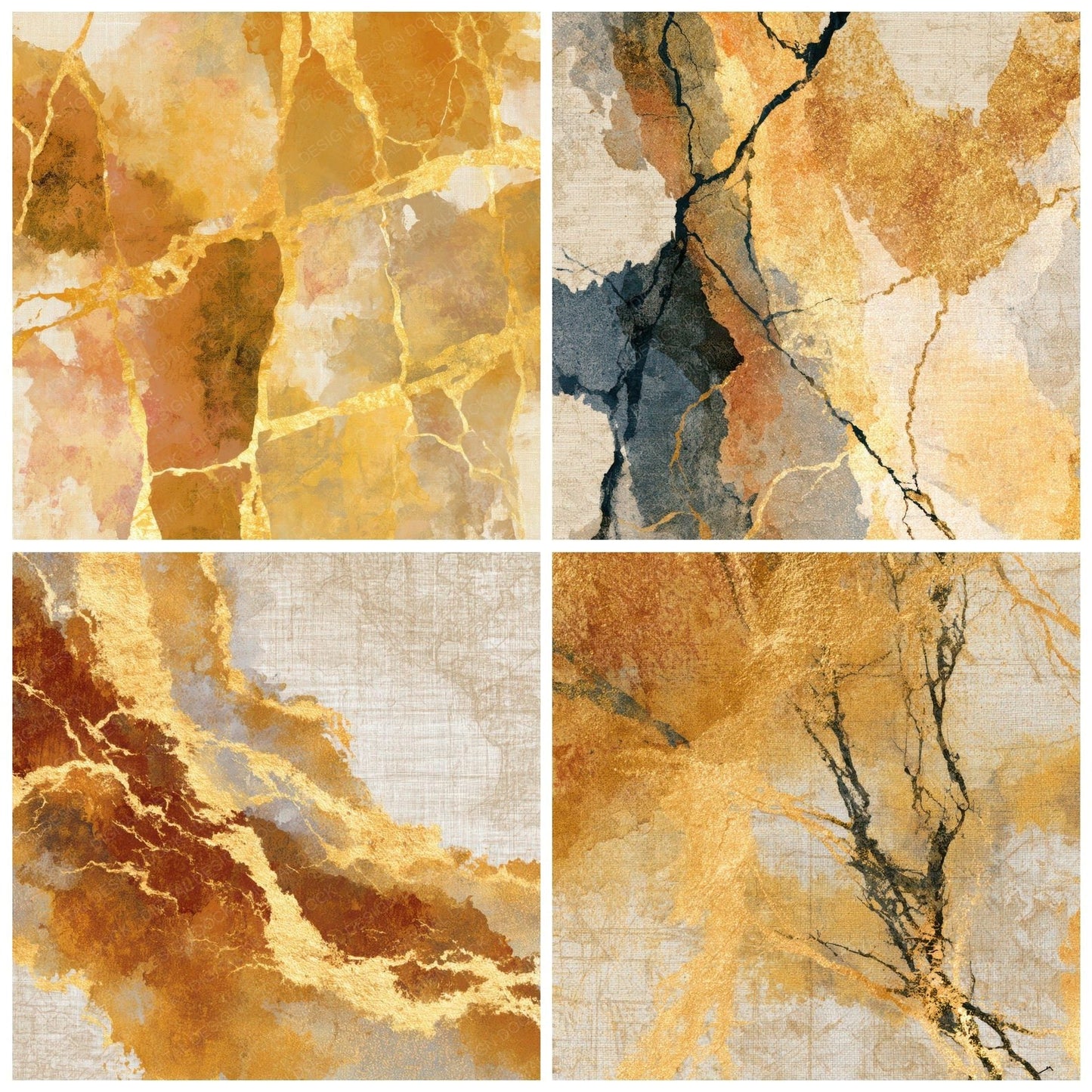 Batik Wheat Ochre Gold Tonal Digital Paper Pack (DDD013066)