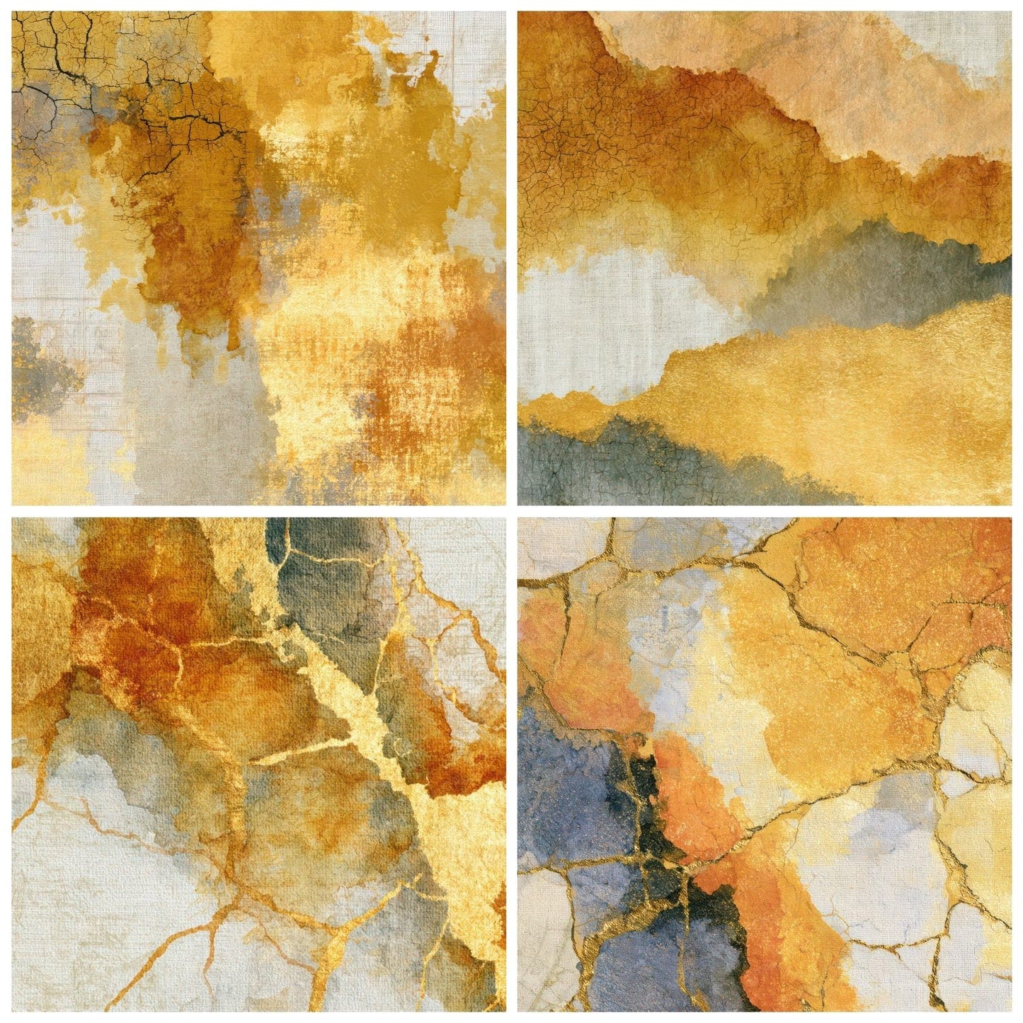 Batik Wheat Ochre Gold Tonal Digital Paper Pack (DDD013066)