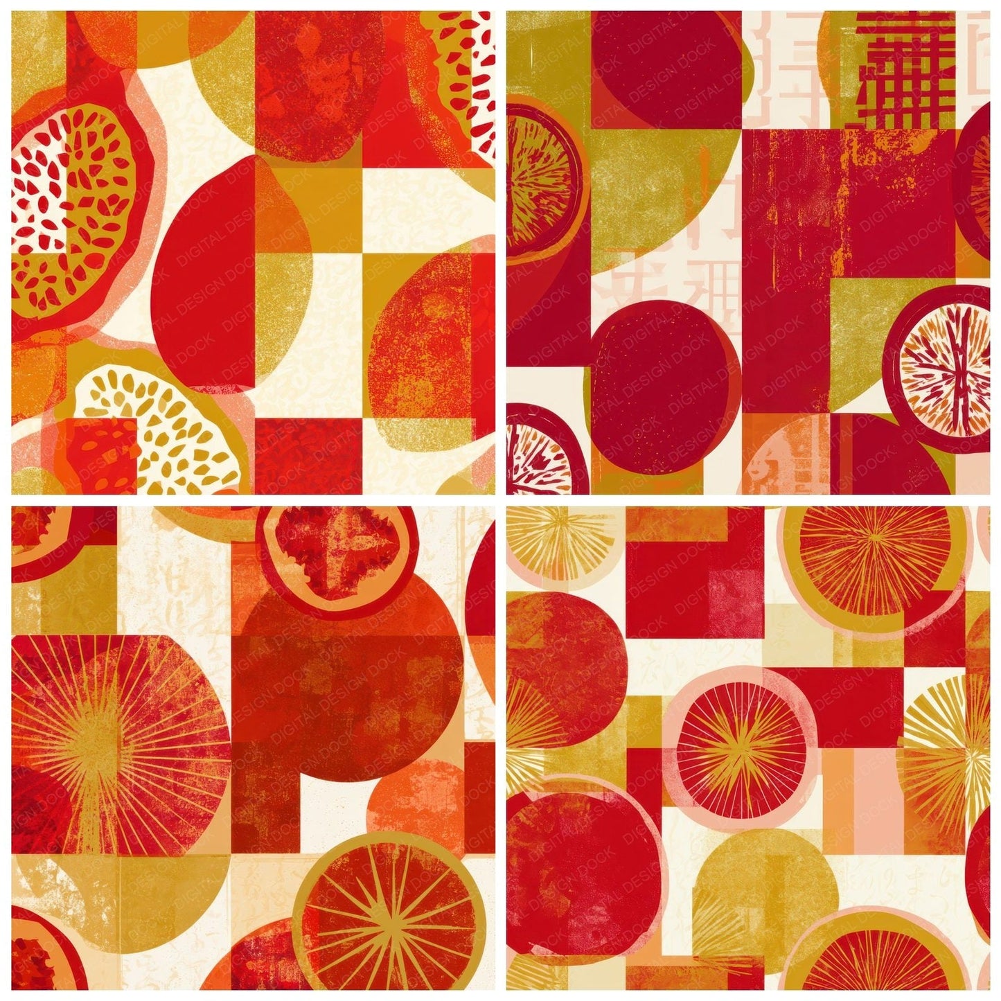Bauhaus Passion Fruit Red Gold Digital Paper Pack (DDD013067)
