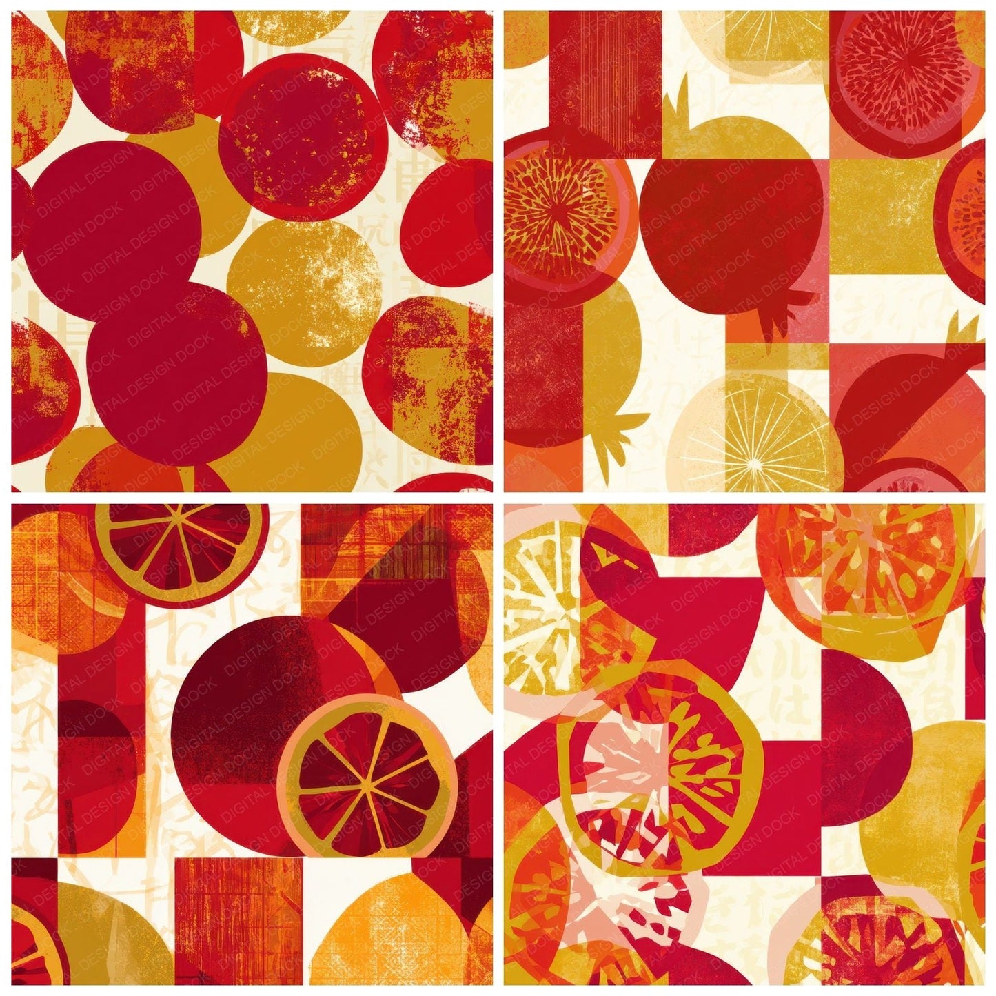 Bauhaus Passion Fruit Red Gold Digital Paper Pack (DDD013067)