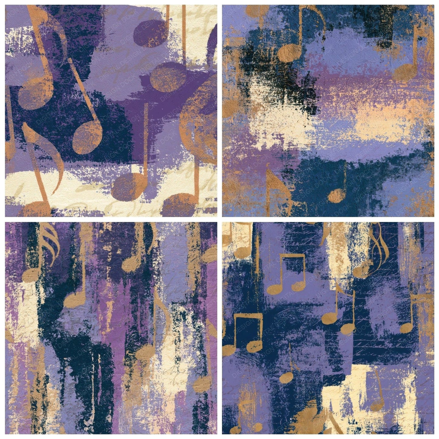 Fresco Music Notes Lavender Cream Digital Paper Pack (DDD013071)
