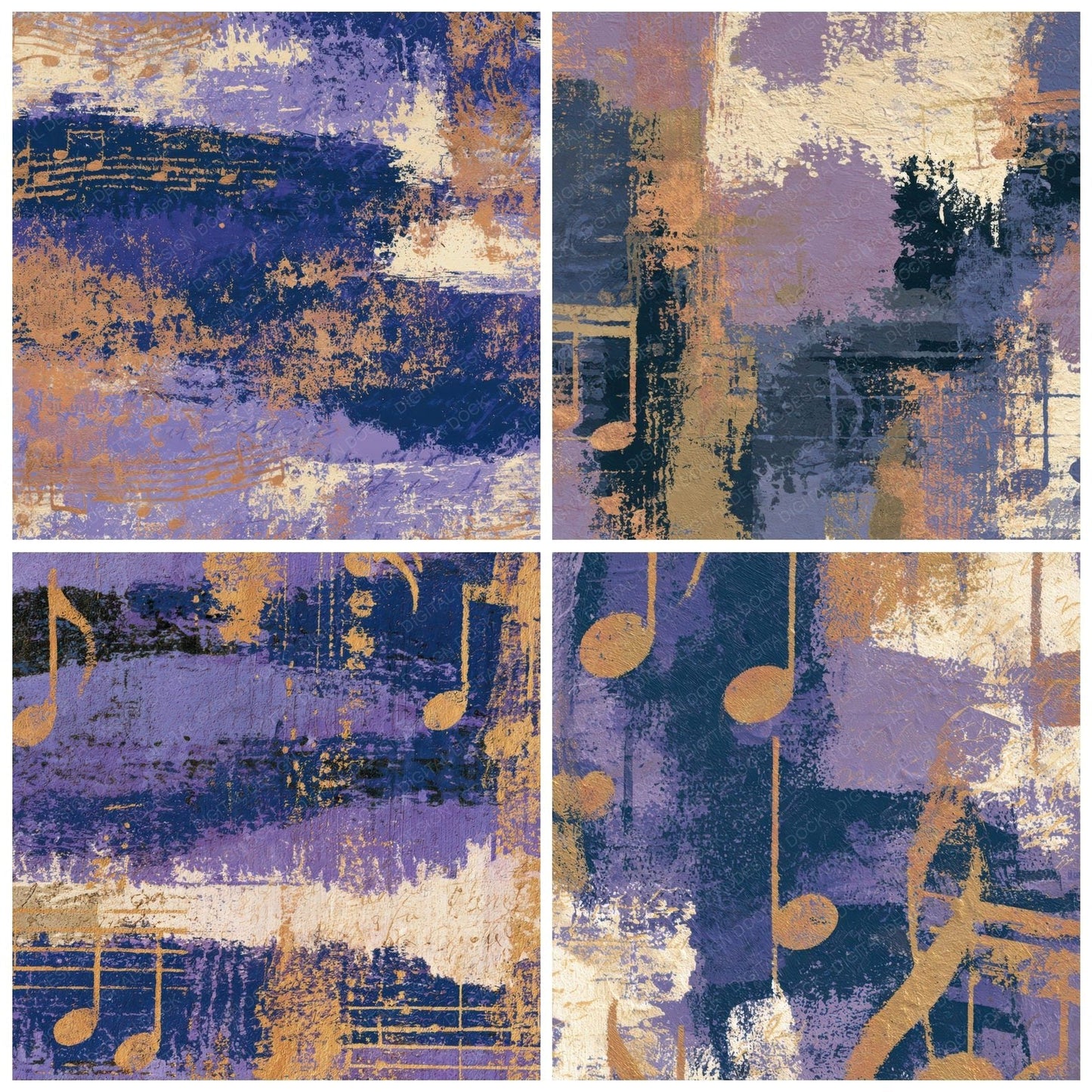 Fresco Music Notes Lavender Cream Digital Paper Pack (DDD013071)