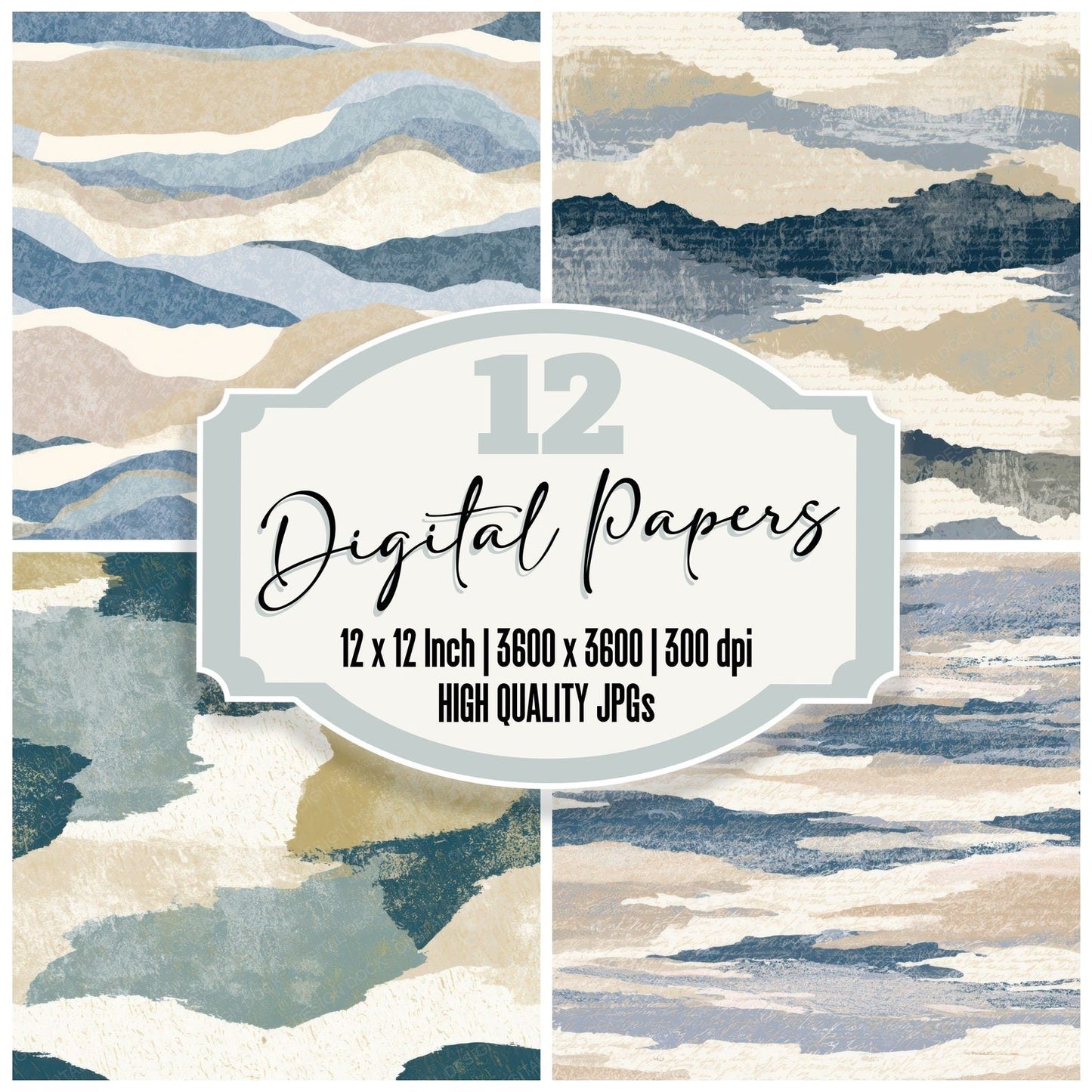 Indian Block Print Slate Sand Tonal Digital Paper Pack (DDD013072)