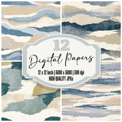 Indian Block Print Slate Sand Tonal Digital Paper Pack (DDD013072)