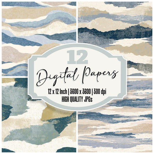 Indian Block Print Slate Sand Tonal Digital Paper Pack (DDD013072)