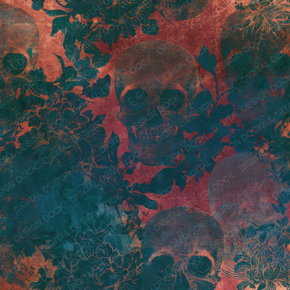 Infrared Skulls Copper Midnight Green Digital Paper Pack (DDD013073)