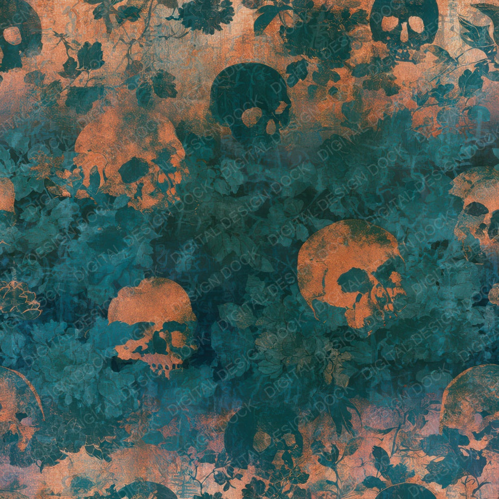 Infrared Skulls Copper Midnight Green Digital Paper Pack (DDD013073)
