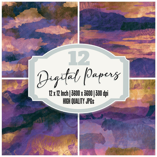 Infrared Tiger Mauve Plum Gold Digital Paper Pack (DDD013074)
