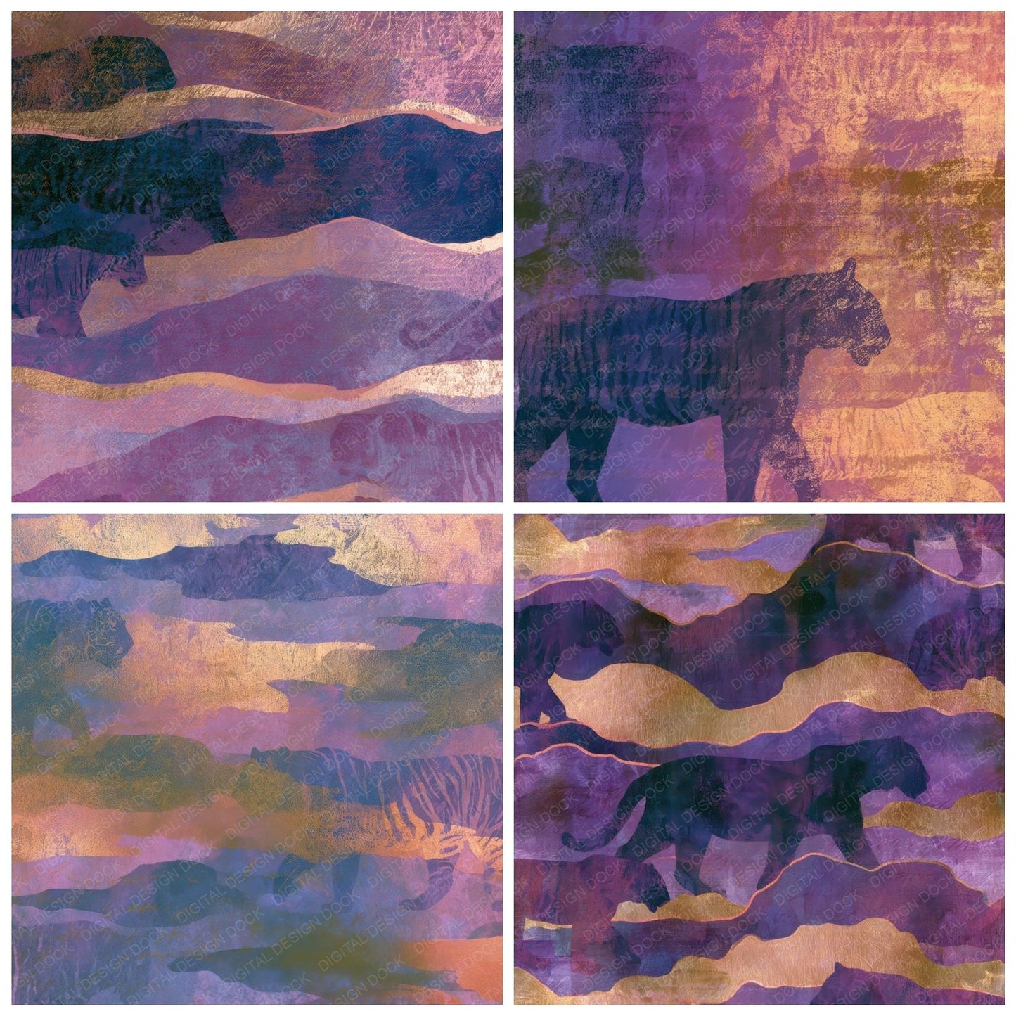 Infrared Tiger Mauve Plum Gold Digital Paper Pack (DDD013074)