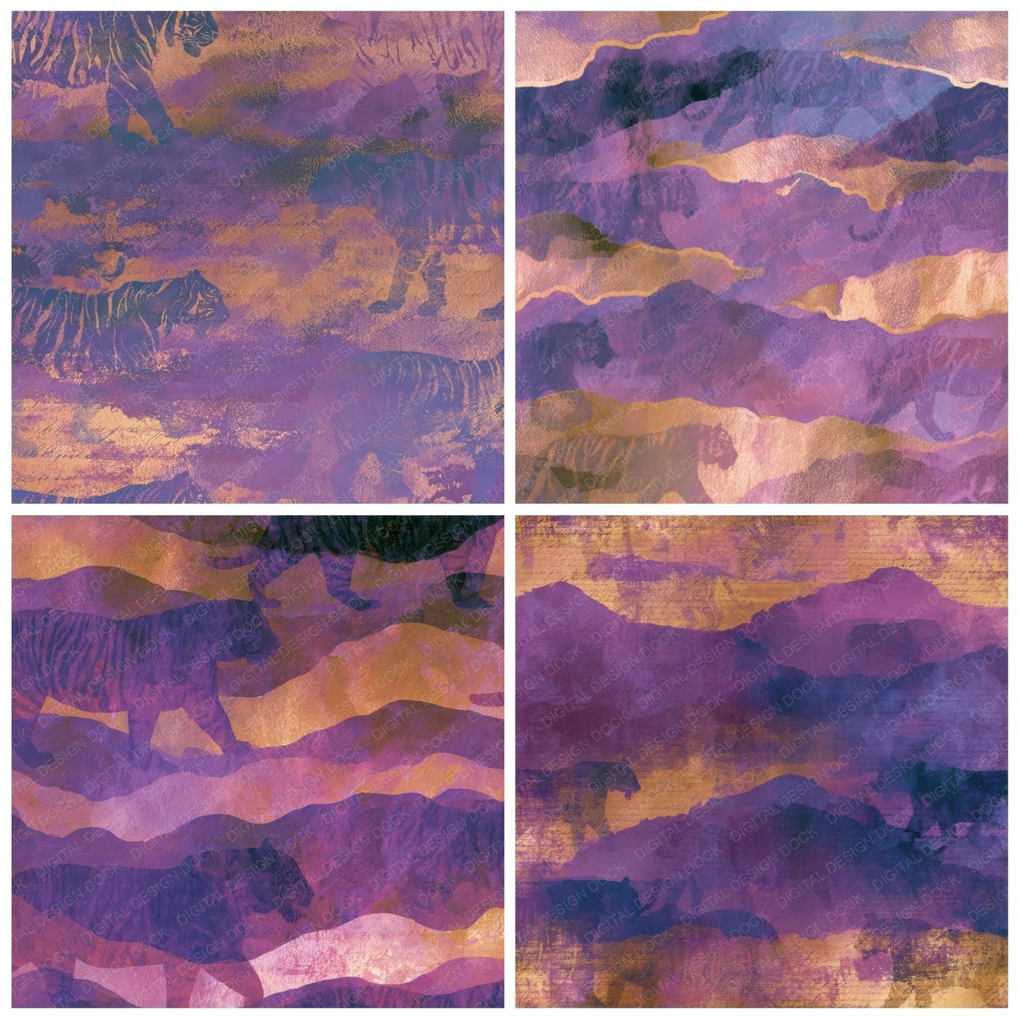 Infrared Tiger Mauve Plum Gold Digital Paper Pack (DDD013074)