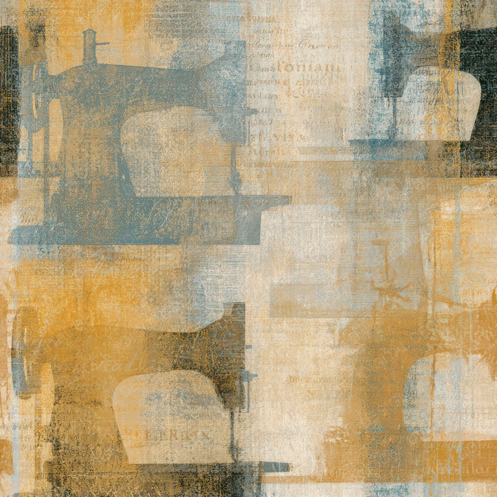 Layered Sewing Machine Sepia Silver Digital Paper Pack (DDD013075)