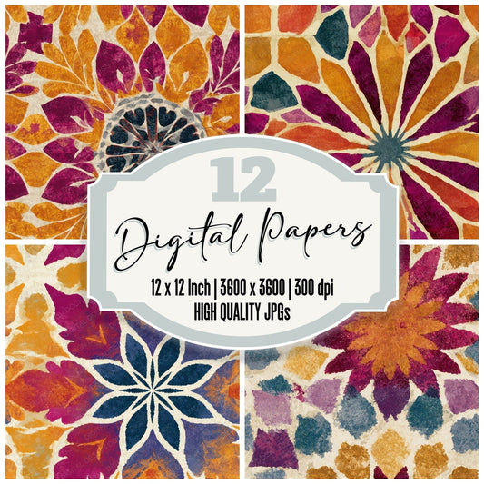 Mandala Amber Magenta Tonal Seamless Digital Paper Pack (DDD013076)